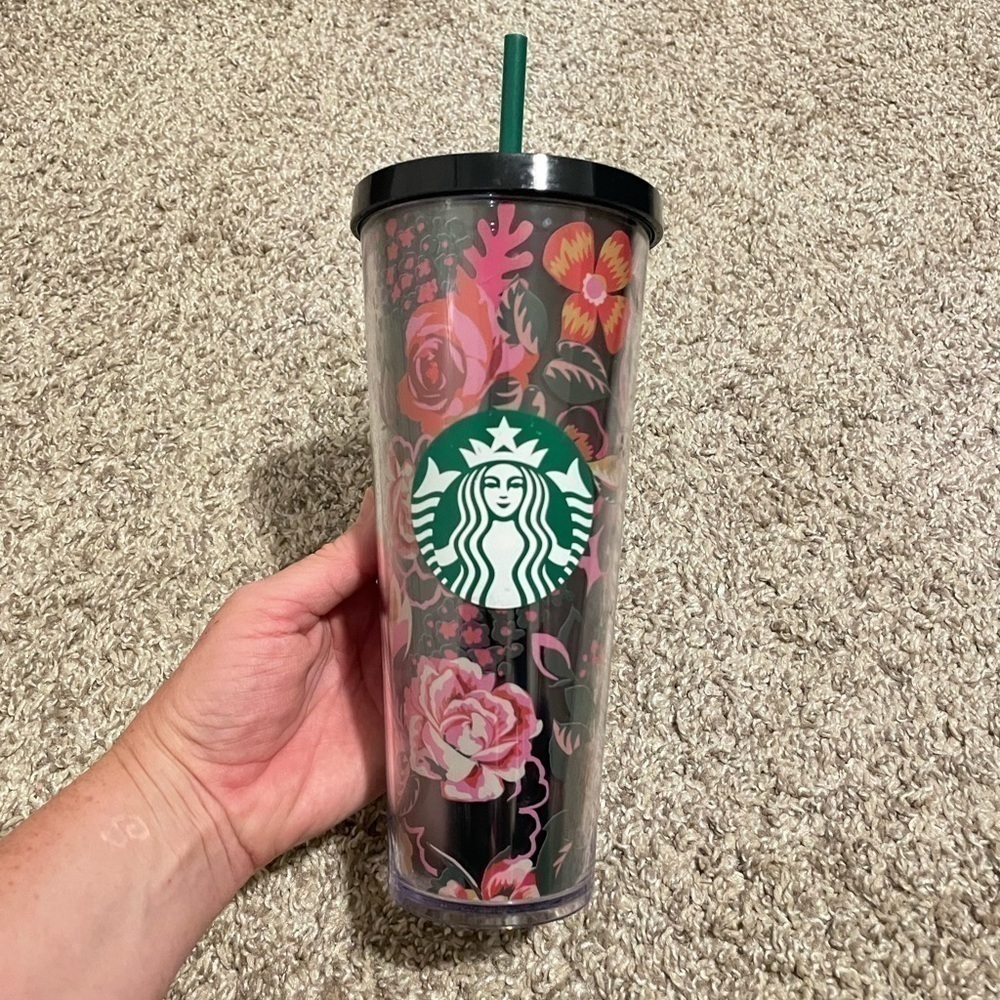 Starbucks Ban.do Midnight Flower Floral Cold Cup Venti Tumbler 24oz Bando rare